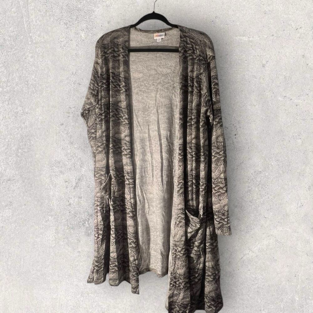 Lularoe Caroline Cardigan Sweater XL Gray Pattern NWT